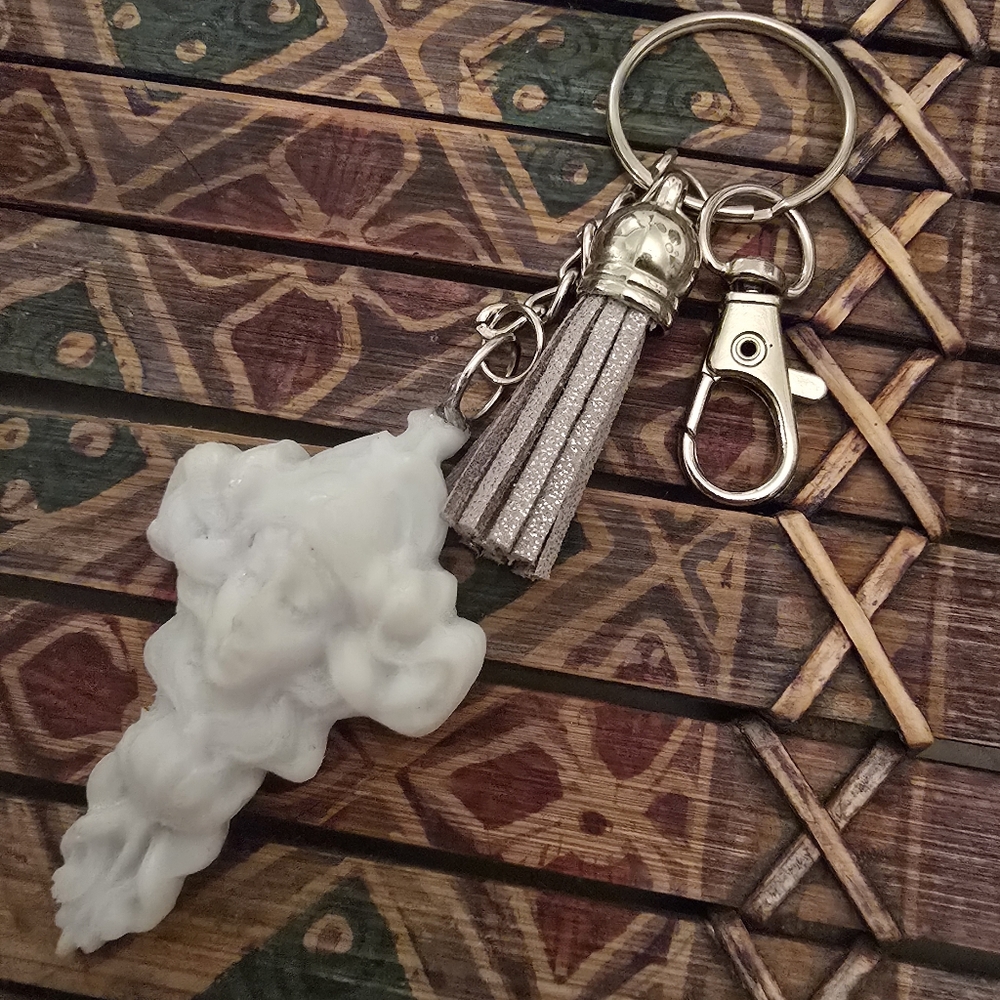 🆕️Versace Style Bunny Starling Custom One Of A Kind White Keychain with Tassel